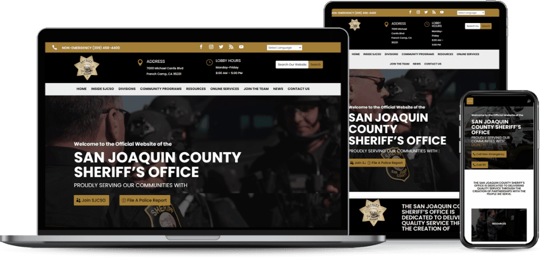 San Joaquin County Sheriff's Office website on various devices
